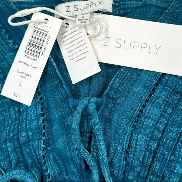 Z SUPPLY Striped Peplum Cotton Tank Cute Cotton Pretty Cool Dragonfly NWT Large - Picture 7 of 7